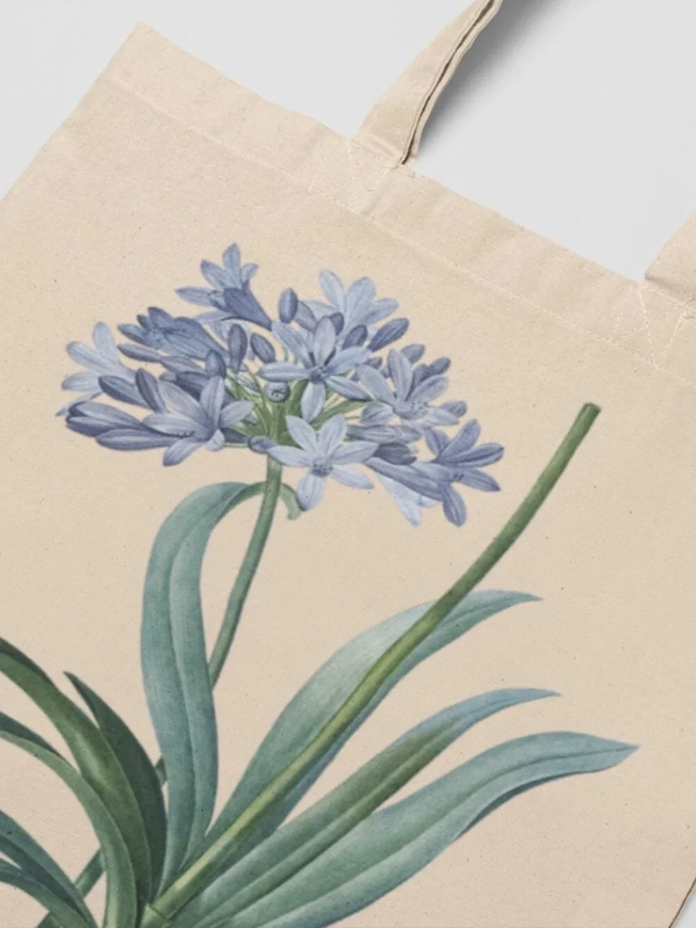 Lily Of The Nile Vintage Floral Print Graphic Canvas Tote Bag